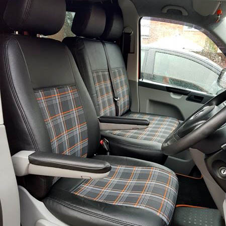 Vw T5 03 09 2 1 Gto Orange Gti Style Seat Covers Transporter Hq - Vw Gti Seat Covers