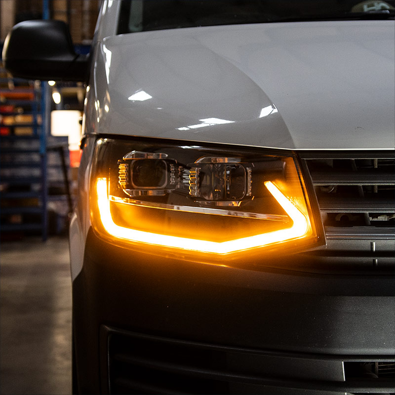 VW Transporter T6 Headlights - V3 - LED - Black