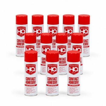Transporter HQ – Contact Adhesive – Spray Glue (High Temperature) – Trim Fix – 500ml – 12 Pack