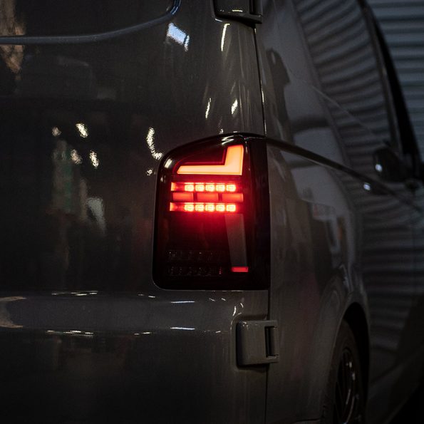 VW T6.1 Sequential Indicator LED Rear Lights BARN DOOR BLACK SMOKE