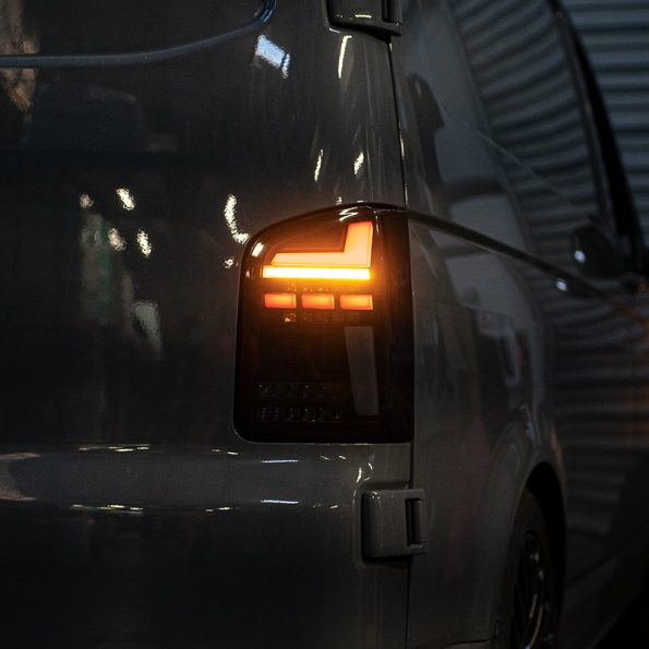 VW T6.1 Sequential Indicator LED Rear Lights BARN DOOR BLACK SMOKE