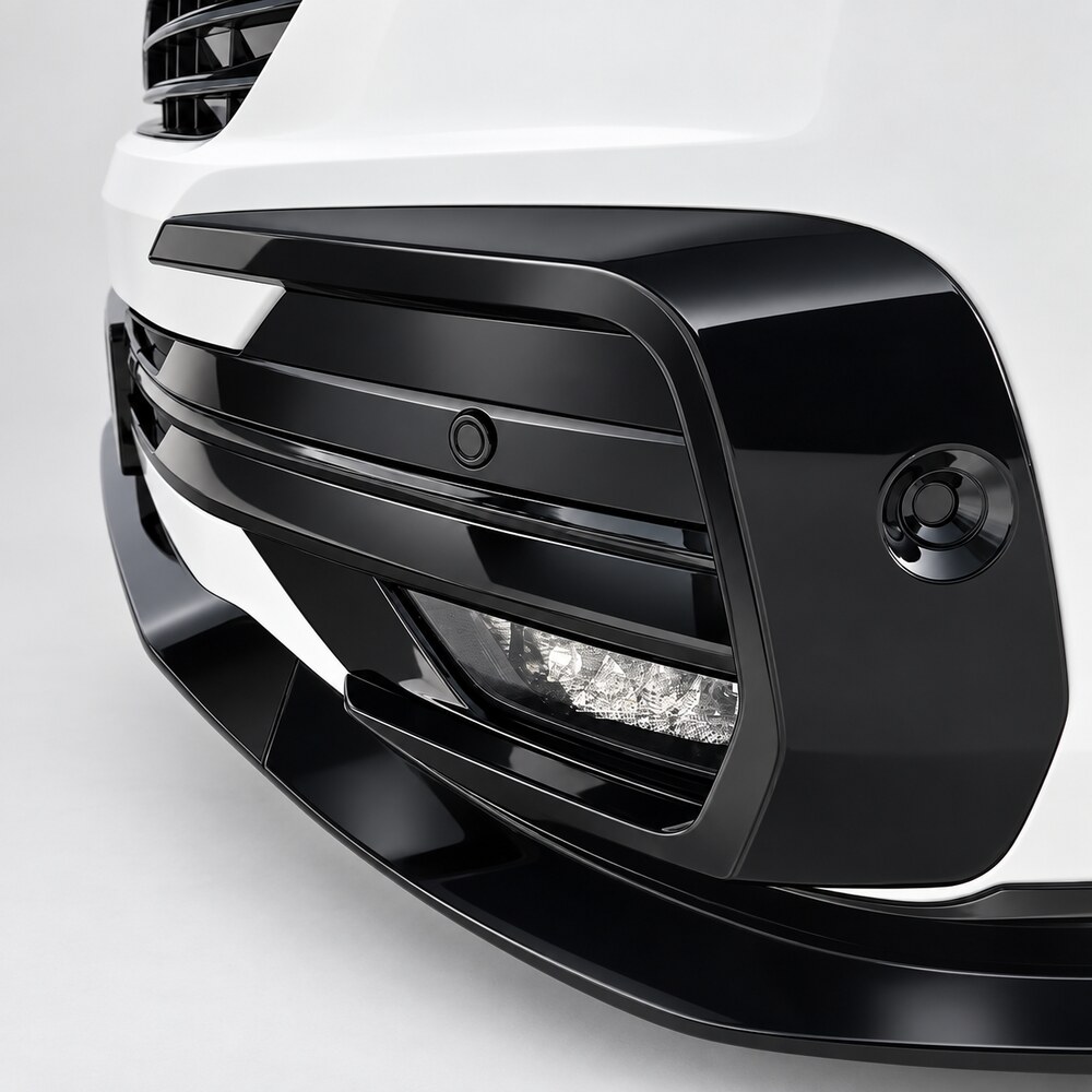 Splitter - With Bumper Canard Trims - Aero Lip - Gloss Black - VW Transporter T6.1 (2021 - 2024) - Image 3