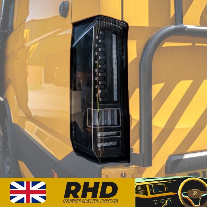 Sequential Indicator LED Rear Lights - Black Clear - RHD - VW Crafter / MAN TGE (2017-Current)