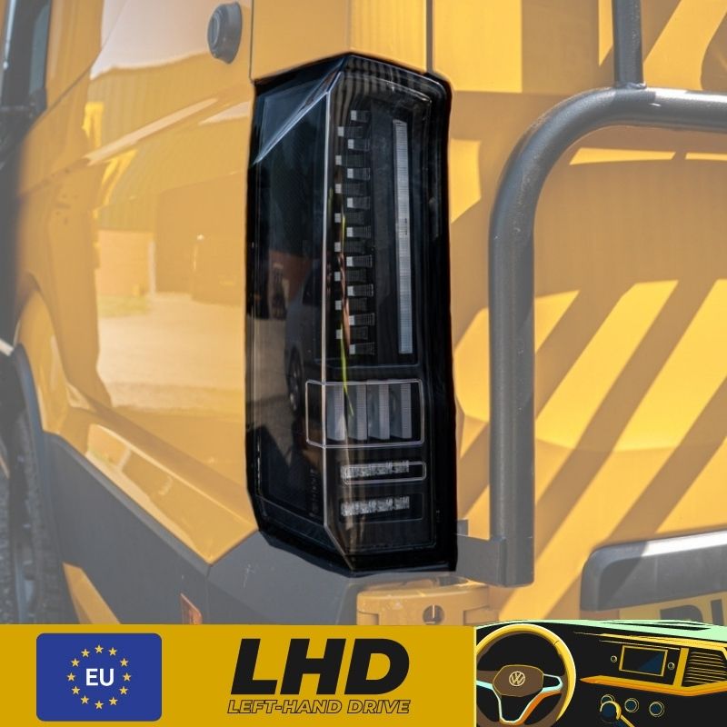 Sequential Indicator LED Rear Lights - Black Clear - LHD - VW Crafter / MAN TGE (2017-Current)