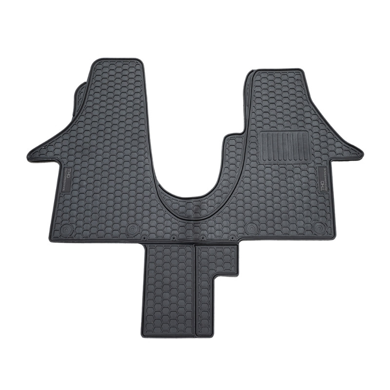Heavy Duty Rubber Moulded Cab Floor Mat with Walk Through - All Weather - RHD - VW Transporter T5-T6.1 (2003 - 2024)