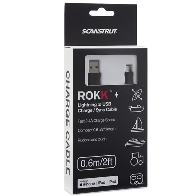 Scanstrut - USB A to Lightning USB Data Cable / Fast Charging Lead - 0.6m (2ft) Black (CBL-LU-600) - Image 2